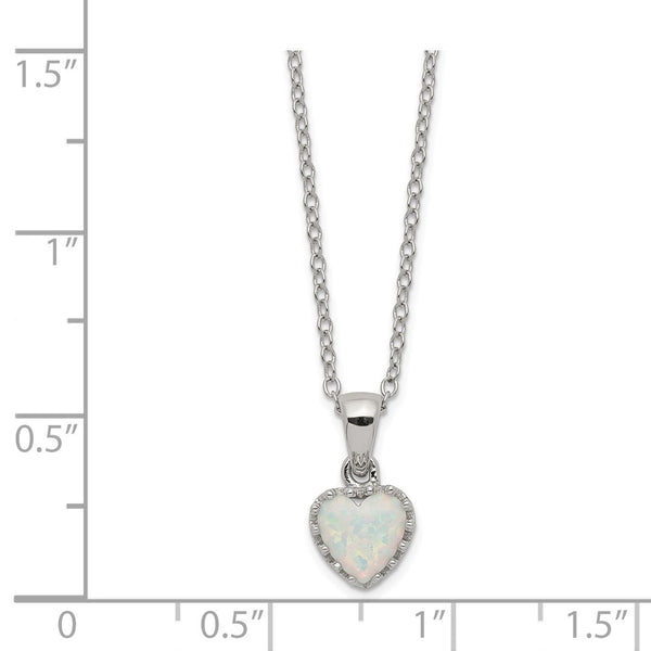 Sterling Silver 7MM Heart Shape Opal 18-inch Necklace