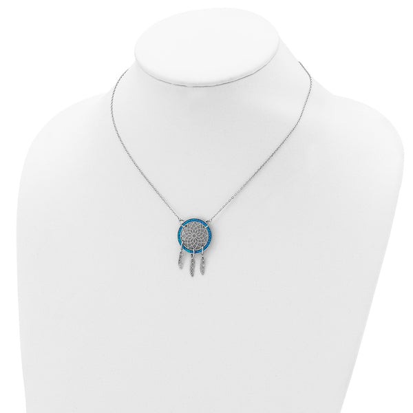 Sterling Silver Opal 17.5-inch Dream Catcher Necklace