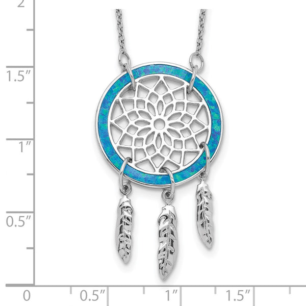 Sterling Silver Opal 17.5-inch Dream Catcher Necklace