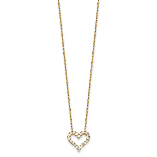 Yellow Gold Plated Sterling Silver Cubic Zirconia 18-inch Heart Necklace