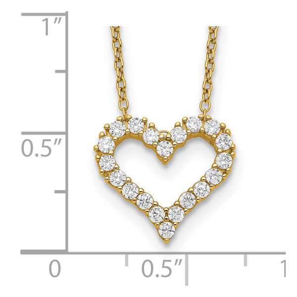 Yellow Gold Plated Sterling Silver Cubic Zirconia 18-inch Heart Necklace