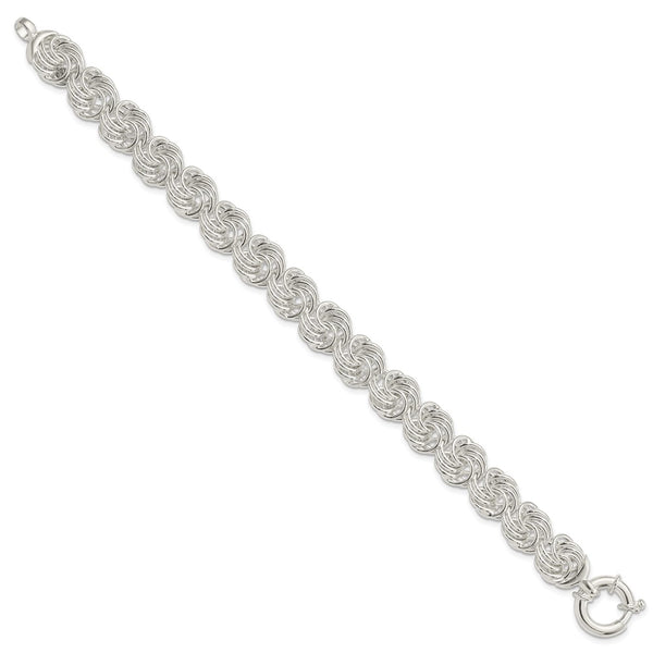 Sterling Silver 8-inch 11.5MM Fancy Circle Bracelet