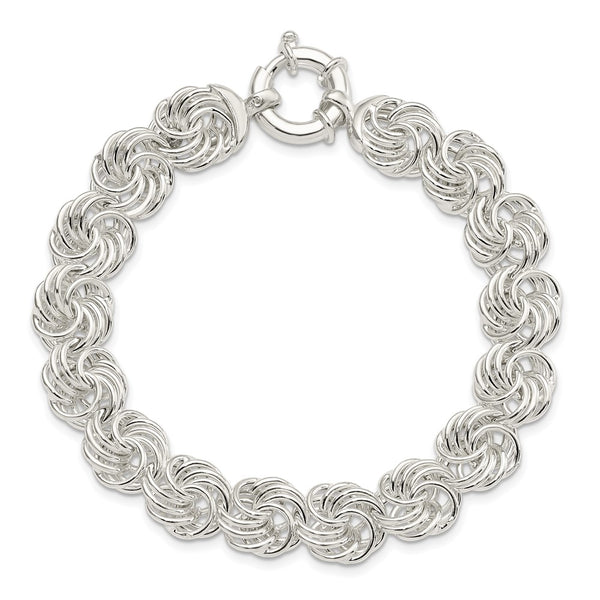 Sterling Silver 8-inch 11.5MM Fancy Circle Bracelet