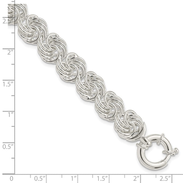 Sterling Silver 8-inch 11.5MM Fancy Circle Bracelet