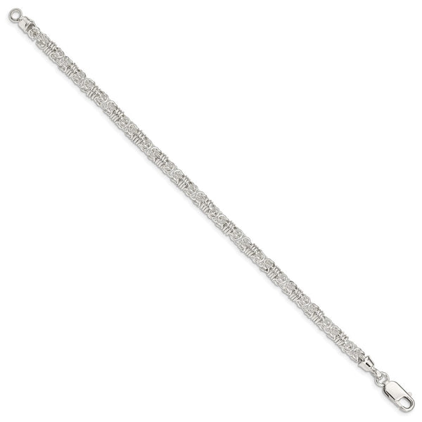 Sterling Silver Round 8.5-inch 5MM Lobster Clasp Fancy Bracelet