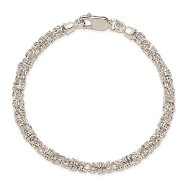 Sterling Silver Round 8.5-inch 5MM Lobster Clasp Fancy Bracelet