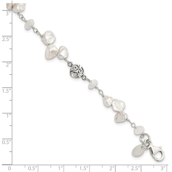Pearl and Moonstone 16MM Fancy 7.5-inch Bracelet in Sterling Silver