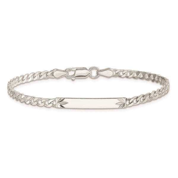 Sterling Silver 7-inch 3MM Lobster Clasp Curb ID Bracelet