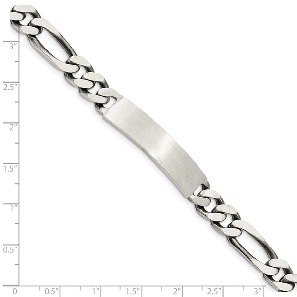 Sterling Silver 8-inch 8MM Lobster Clasp Figaro ID Bracelet