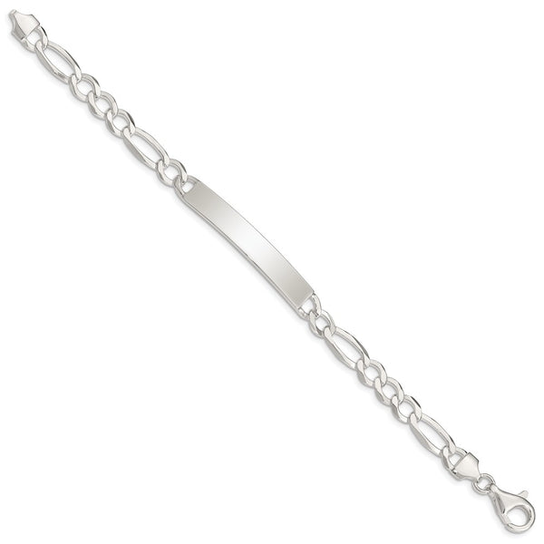 Sterling Silver 8.5-inch 7MM Lobster Clasp Figaro ID Bracelet