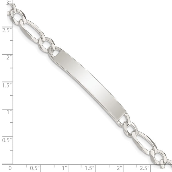 Sterling Silver 8.5-inch 7MM Lobster Clasp Figaro ID Bracelet