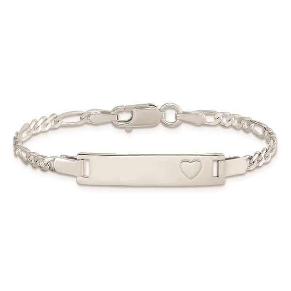 Sterling Silver 6-inch 6MM Childrens Lobster Clasp ID Heart Bracelet
