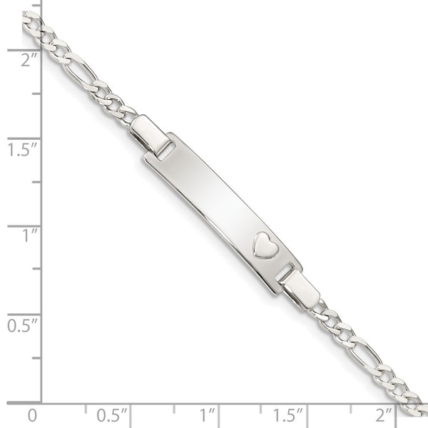 Sterling Silver 5.5-inch 6MM Childrens Lobster Clasp ID Heart Bracelet