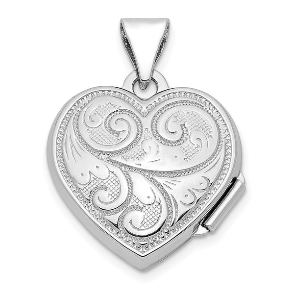 Sterling Silver 16X15MM Heart Locket Pendant. Chain Not Included