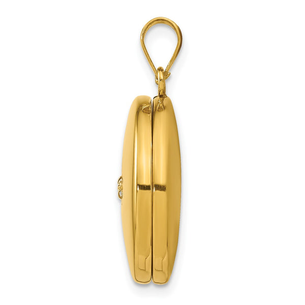 Gold Plated Sterling Silver 20MM Diamond Accent Locket Pendant. Chain Not Included