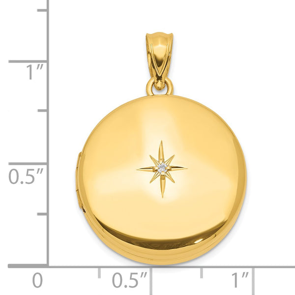 Gold Plated Sterling Silver 20MM Diamond Accent Locket Pendant. Chain Not Included
