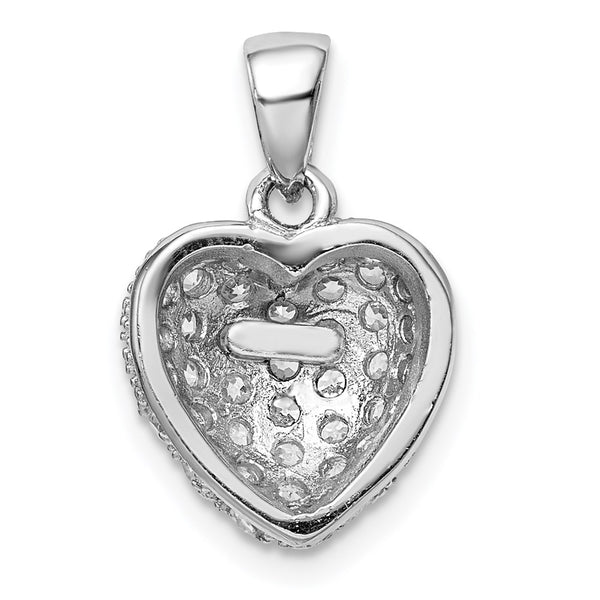Sterling Silver Cubic Zirconia Heart Pendant. Chain Not Included