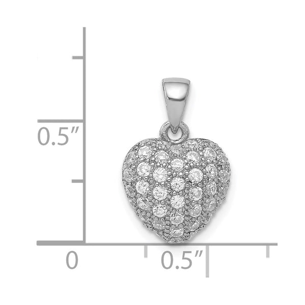 Sterling Silver Cubic Zirconia Heart Pendant. Chain Not Included