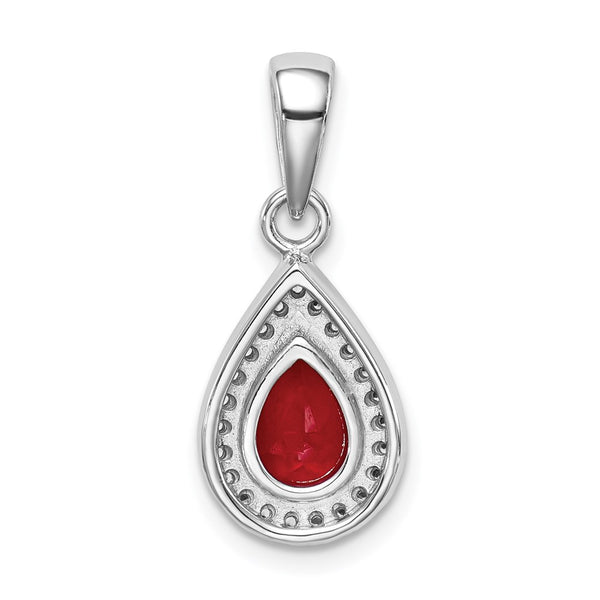 Sterling Silver Pear Cubic Zirconia Pendant. Chain Not Included