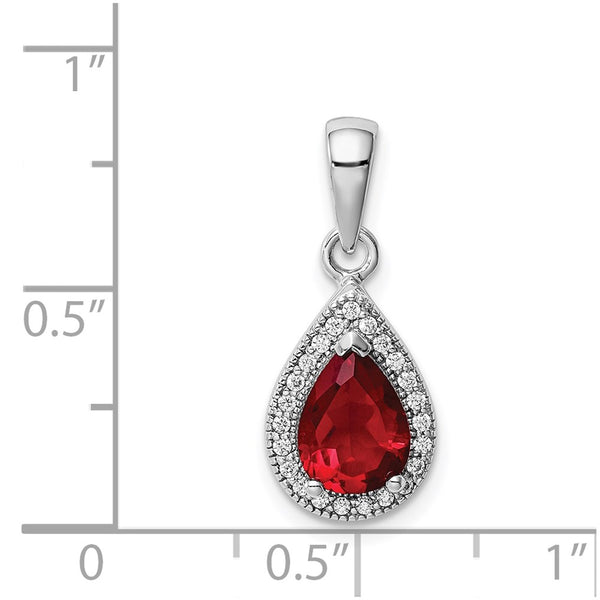 Sterling Silver Pear Cubic Zirconia Pendant. Chain Not Included