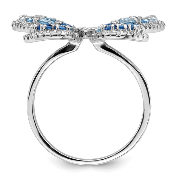 Sterling Silver Cubic Zirconia Butterfly Ring. Size 7