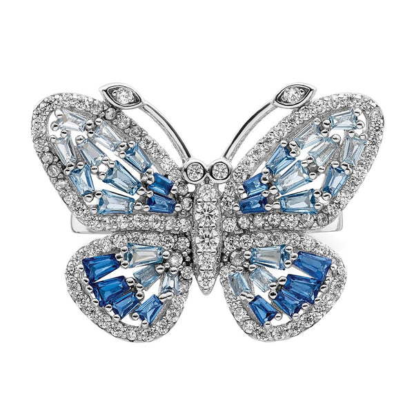 Sterling Silver Cubic Zirconia Butterfly Ring. Size 7