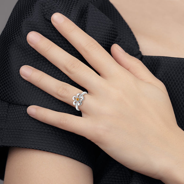 Sterling Silver Stackable Expressions Polished Citrine Flower Ring