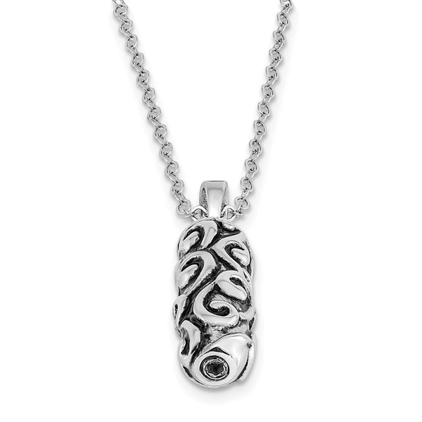 Sterling Silver Antiqued Cylinder Remembrance Ash Holder 18in Necklace