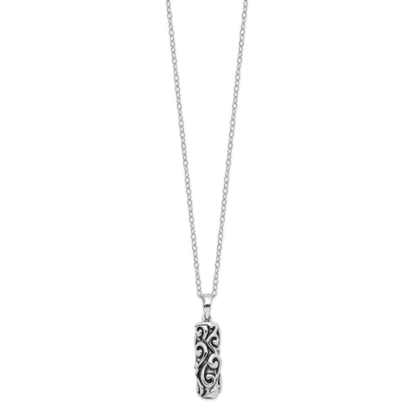 Sterling Silver Antiqued Cylinder Remembrance Ash Holder 18in Necklace