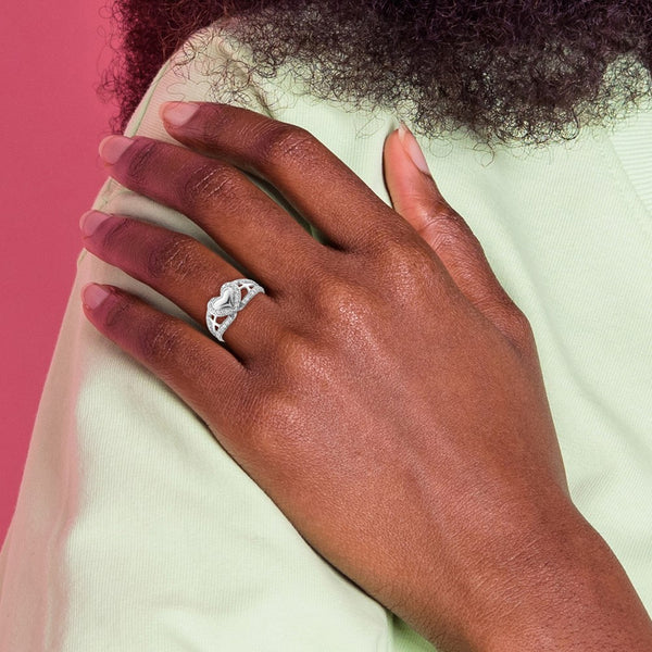 Crossed Pure Heart Ring