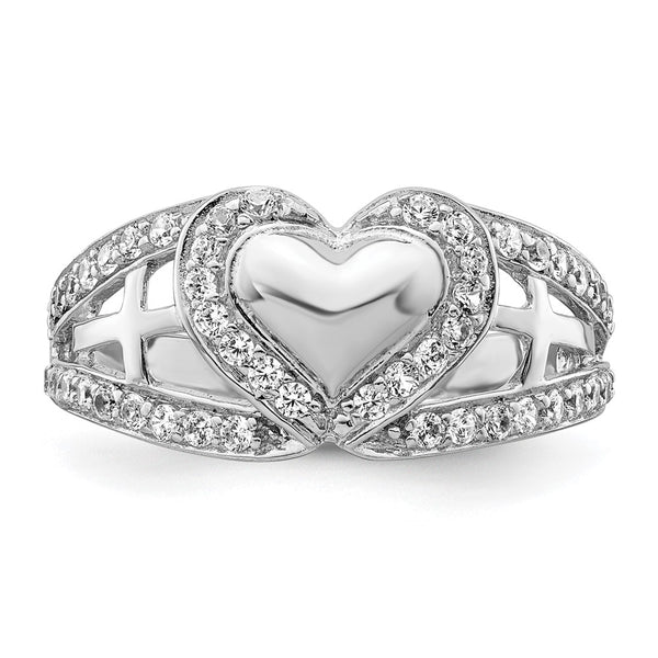 Crossed Pure Heart Ring