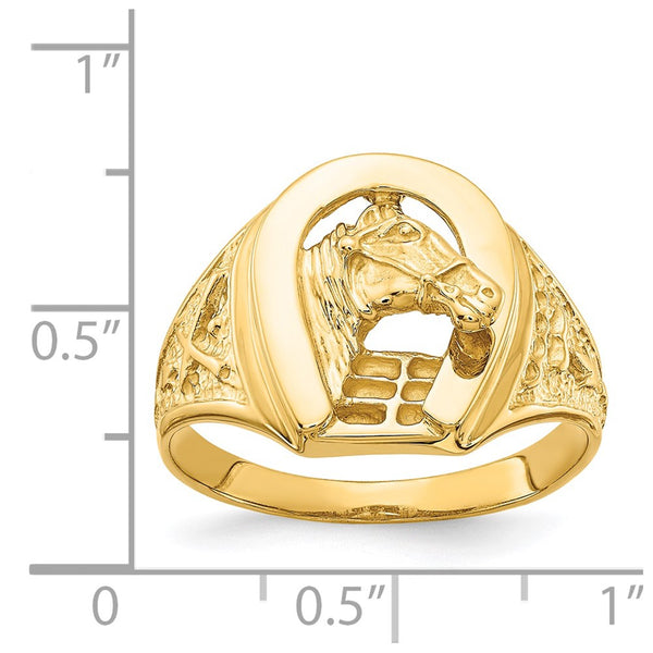 14KT Yellow Gold Horseshoe Ring; Size 10