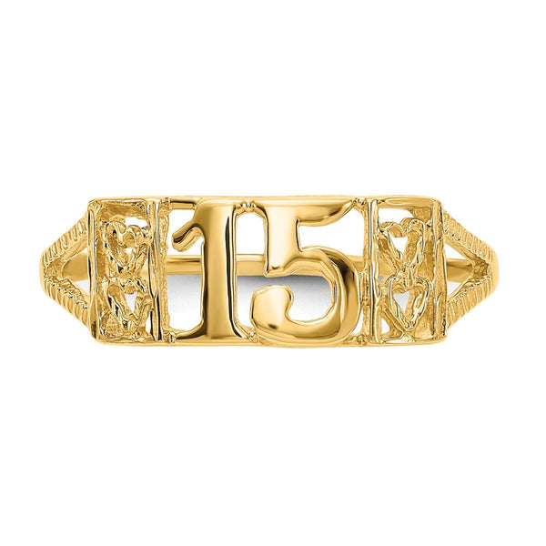 14KT Yellow Gold Quinceanera Ring; Size 7