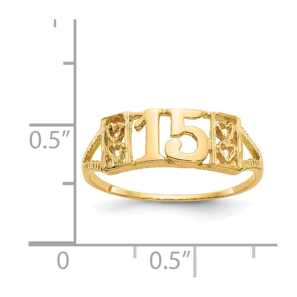 14KT Yellow Gold Quinceanera Ring; Size 7