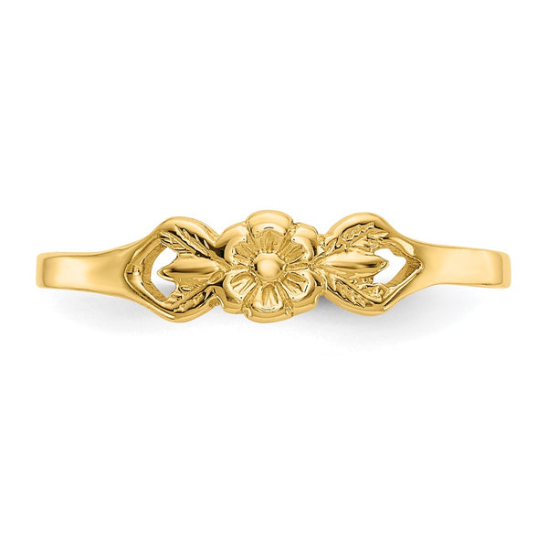 14KT Yellow Gold Childrens Flower Ring. Size 5