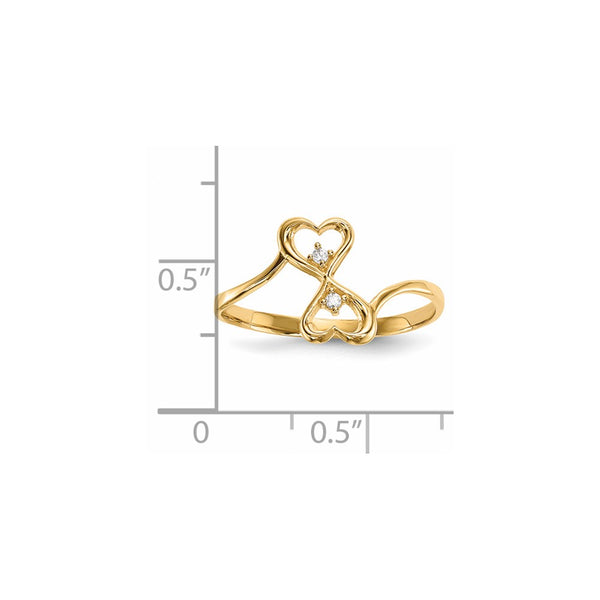 14KT Yellow Gold Cubic Zirconia Heart Ring. Size 7