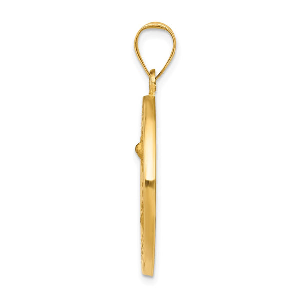 14KT Yellow Gold 32X22MM Medal Saint Michael Pendant. Chain Not Included