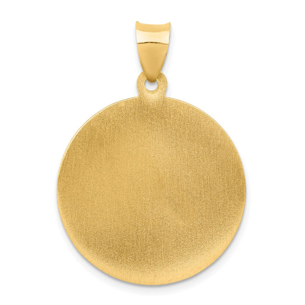 14KT Yellow Gold 32X22MM Medal Saint Michael Pendant. Chain Not Included