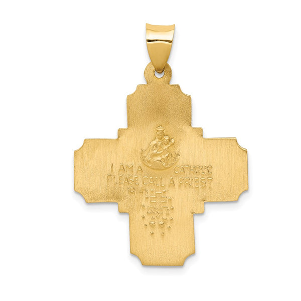 14KT Yellow Gold 34X25MM Four-Way Medal Pendant. Chain Not Included