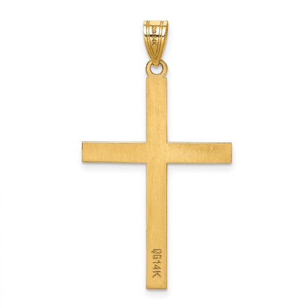 14KT Yellow Gold 38X19MM Cross Pendant. Chain Not Included
