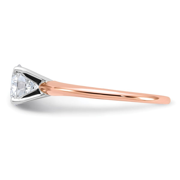 6.5MM Round Moissanite Solitaire Engagement Ring in 14KT Rose Gold. Size 7
