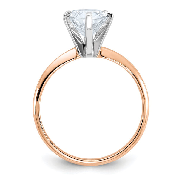 10X7MM Pear Moissanite Solitaire Engagement Ring in 14KT Rose Gold. Size 7