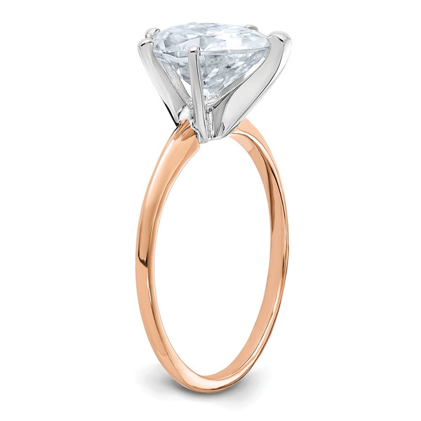10X7MM Pear Moissanite Solitaire Engagement Ring in 14KT Rose Gold. Size 7