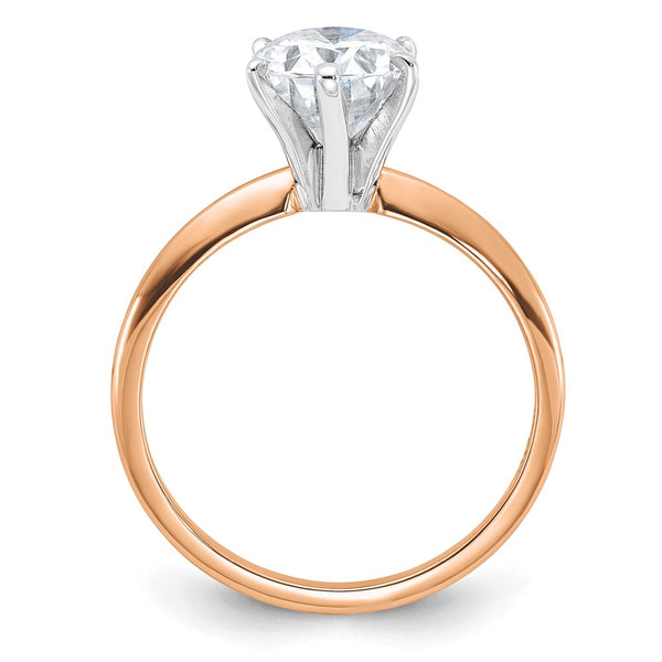 9X7MM Oval Moissanite Solitaire Engagement Ring in 14KT Rose Gold. Size 7