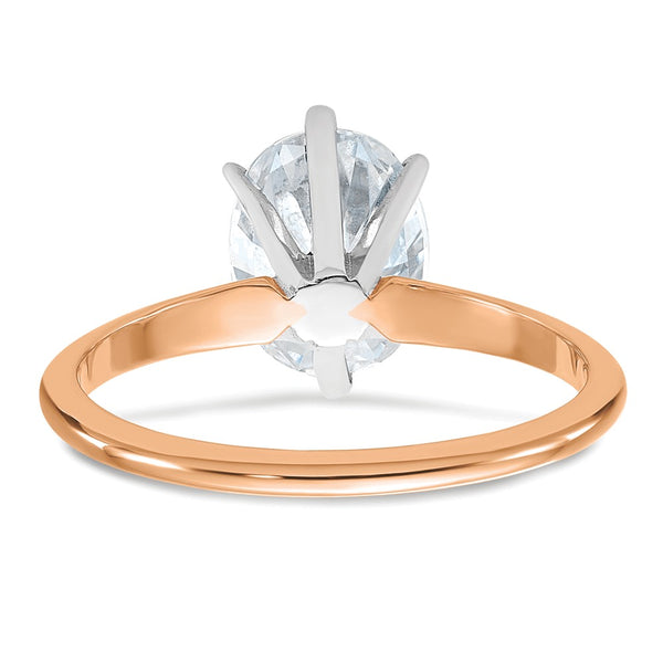 9X7MM Oval Moissanite Solitaire Engagement Ring in 14KT Rose Gold. Size 7