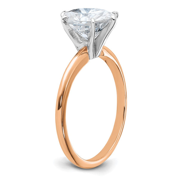 9X7MM Oval Moissanite Solitaire Engagement Ring in 14KT Rose Gold. Size 7