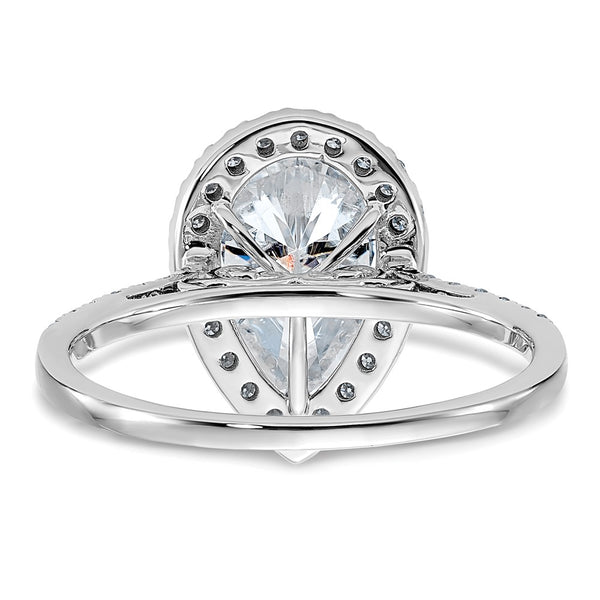 10X7MM Pear Moissanite Halo Engagement Ring in 14KT White Gold. Size 7