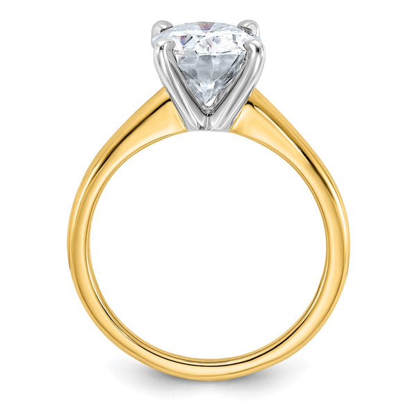 10X8MM Oval Moissanite Solitaire Engagement Ring in 14KT Yellow Gold. Size 6