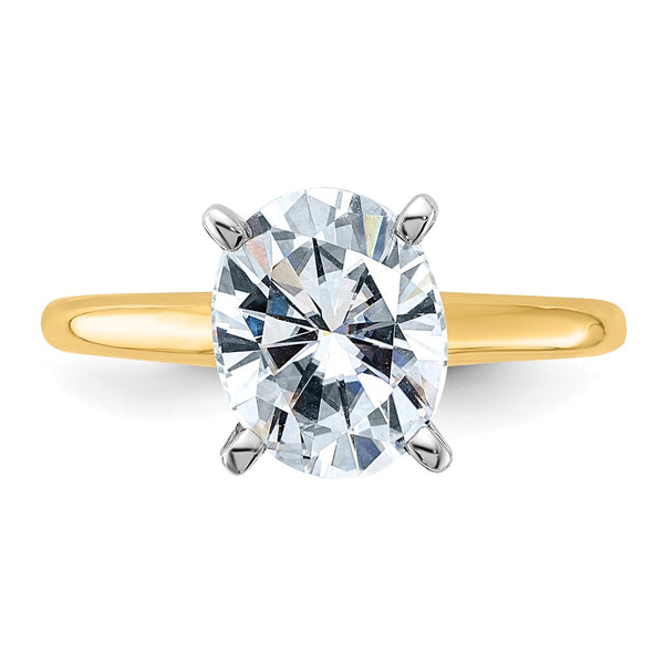 10X8MM Oval Moissanite Solitaire Engagement Ring in 14KT Yellow Gold. Size 6