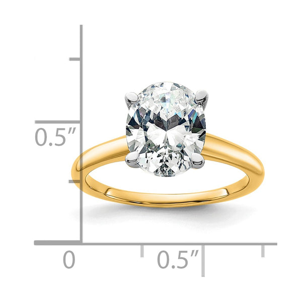 10X8MM Oval Moissanite Solitaire Engagement Ring in 14KT Yellow Gold. Size 6
